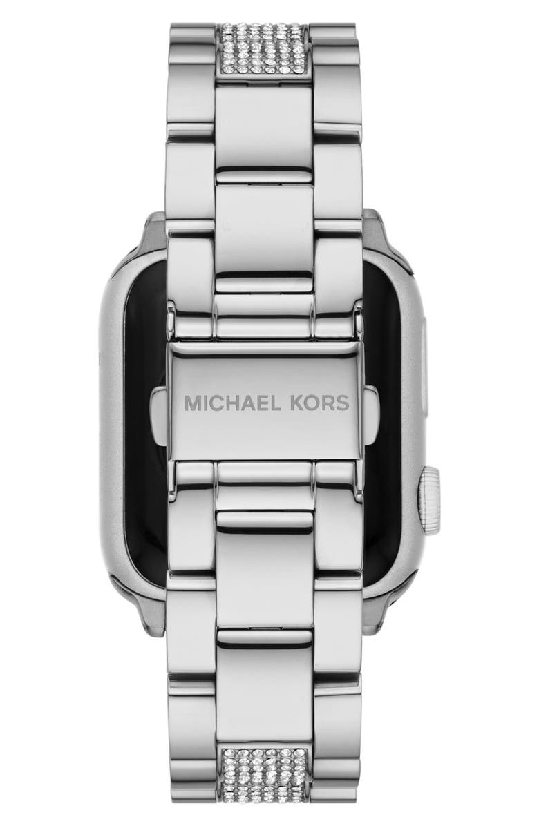 Michael Kors Pavé Inset Silvertone 20mm Apple Watch<sup>®</sup> Bracelet Watchband, Alternate, color,