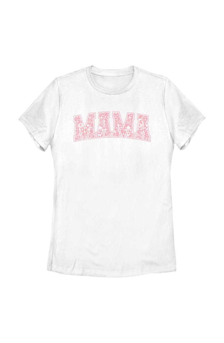 Disney Women's Disney Mama Collegiate Items Pattern  Graphic T-Shirt, Main, color, White