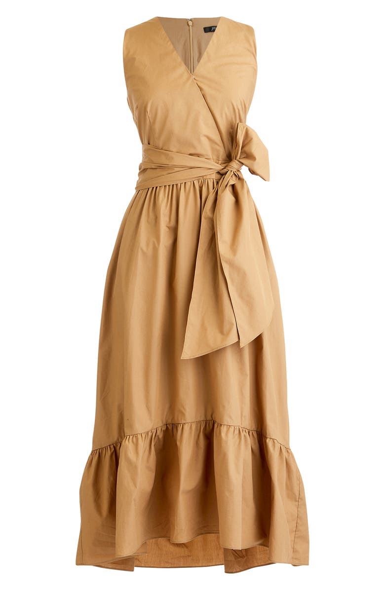 J.Crew Faux Wrap Cotton Poplin Dress, Main, color,