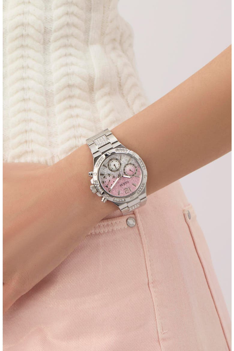 Silvertone Multifunction Bracelet Watch, 38mm, Alternate, color, OMBRE