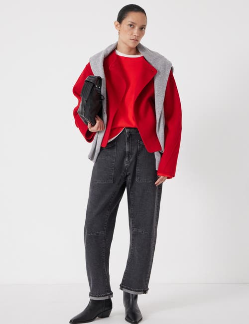 Hush Wool Double Faced Collarless Jacket In Red