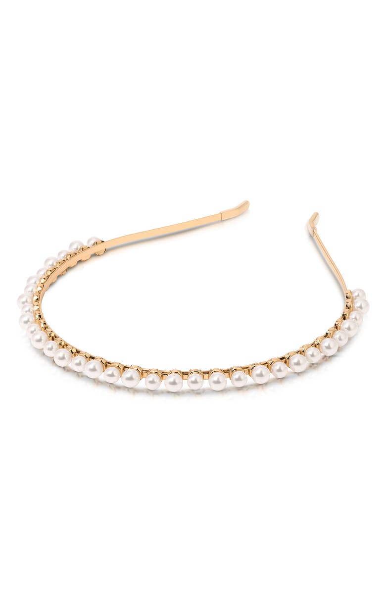 Ettika Night Out Faux Pearl Headband, Alternate, color, Gold