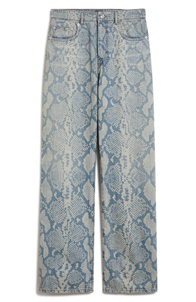 SPORTMAX Python Print Denim Wide Leg Jeans, Alternate, color, Midnight Blue