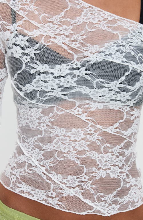 Princess Polly How Ironic One-shoulder Lace Crop Top