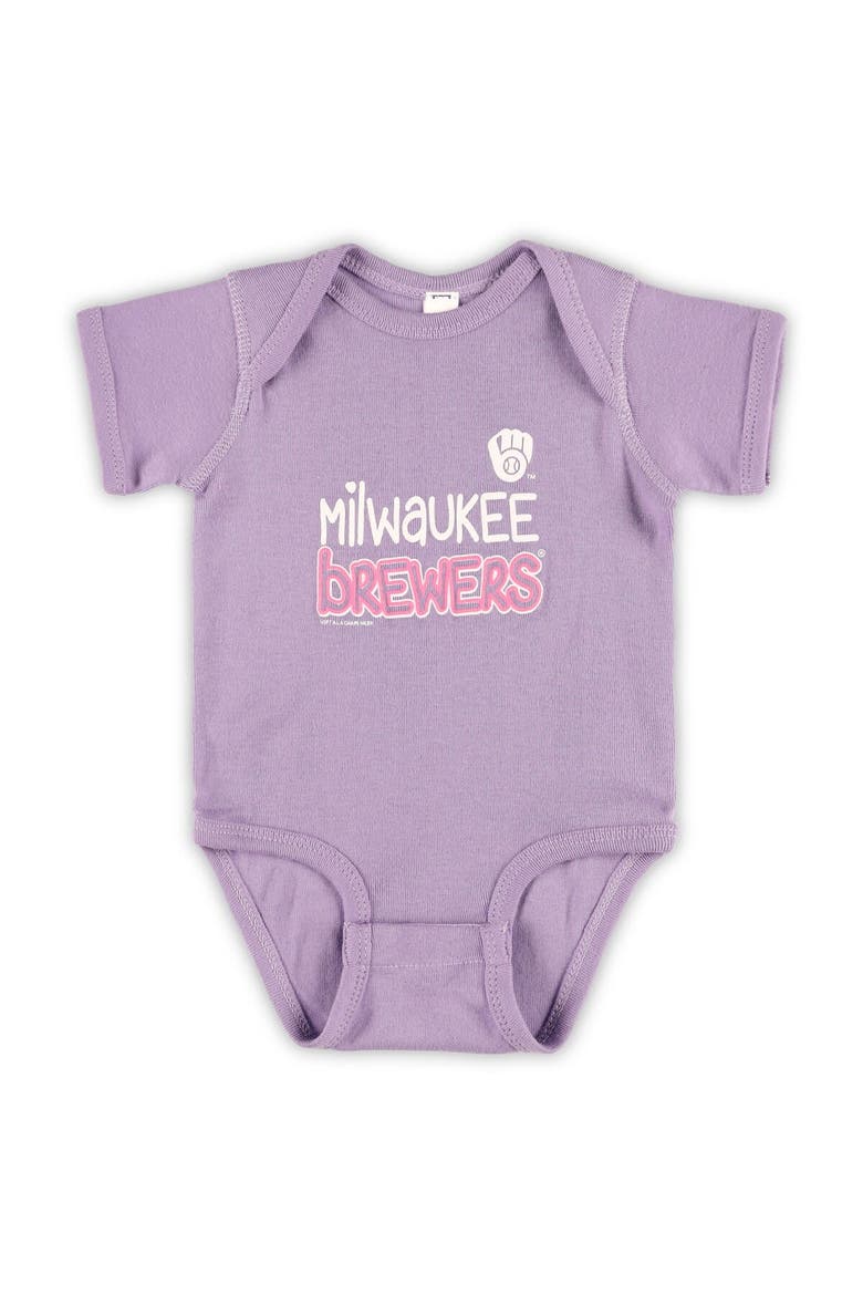 Infant Soft as a Grape Pink/Purple Milwaukee Brewers Rookie Creeper 3-Pack, Alternate, color, Pink