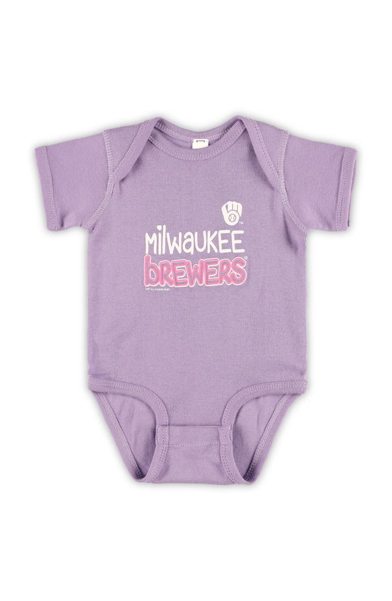 SOFT AS A GRAPE Infant Soft as a Grape Pink/Purple Milwaukee Brewers Rookie Creeper 3-Pack, Alternate, color, Pink