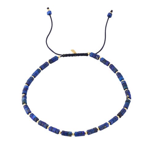 Jan Leslie 18k Gold Lapis Beaded Bracelet In Blue