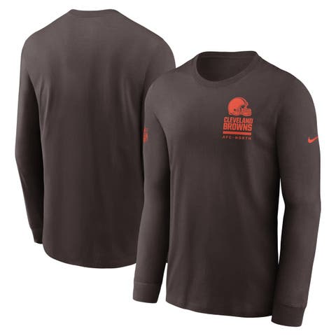 Men's Nike Brown Cleveland Browns Sideline Performance Long Sleeve T-Shirt