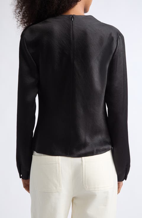 Draped Cowl Neck Long Sleeve Top