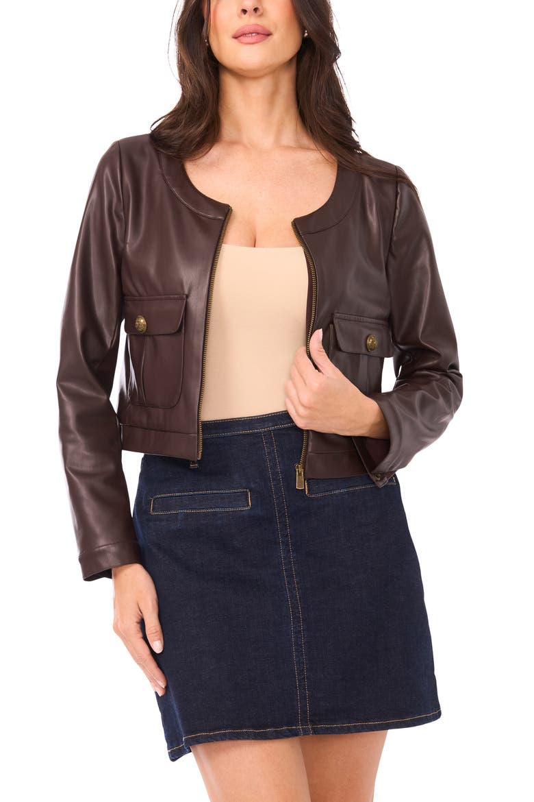 Faux Leather Jacket, Main, color, CHOCOLATE