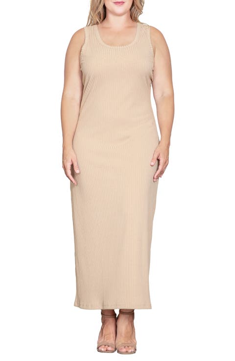 Sleeveless Rib Maxi Dress (Plus)