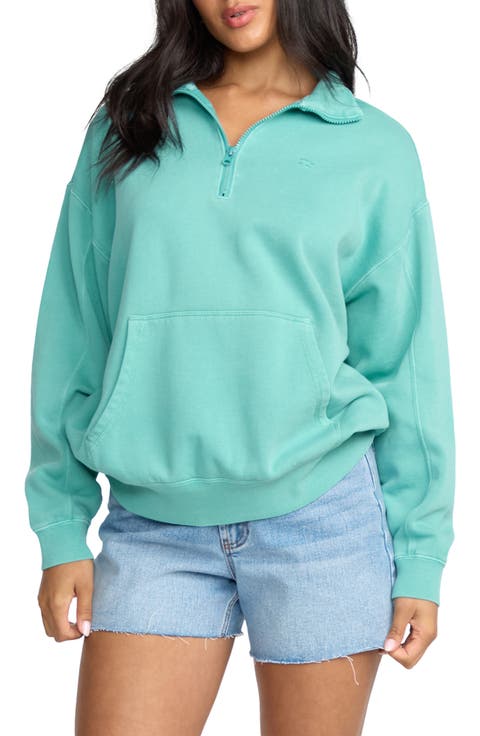 Half Zip Cotton Blend Fleece Pullover