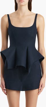 Khaite Loa Linen Peplum Top