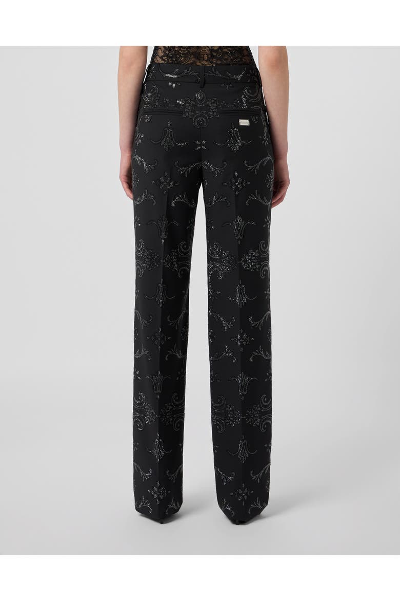 Lady Straight Trousers Baroque Strass Women, Alternate, color, black