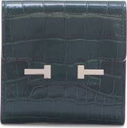 TOM FORD Aube Croc Embossed Leather Flap Card Case