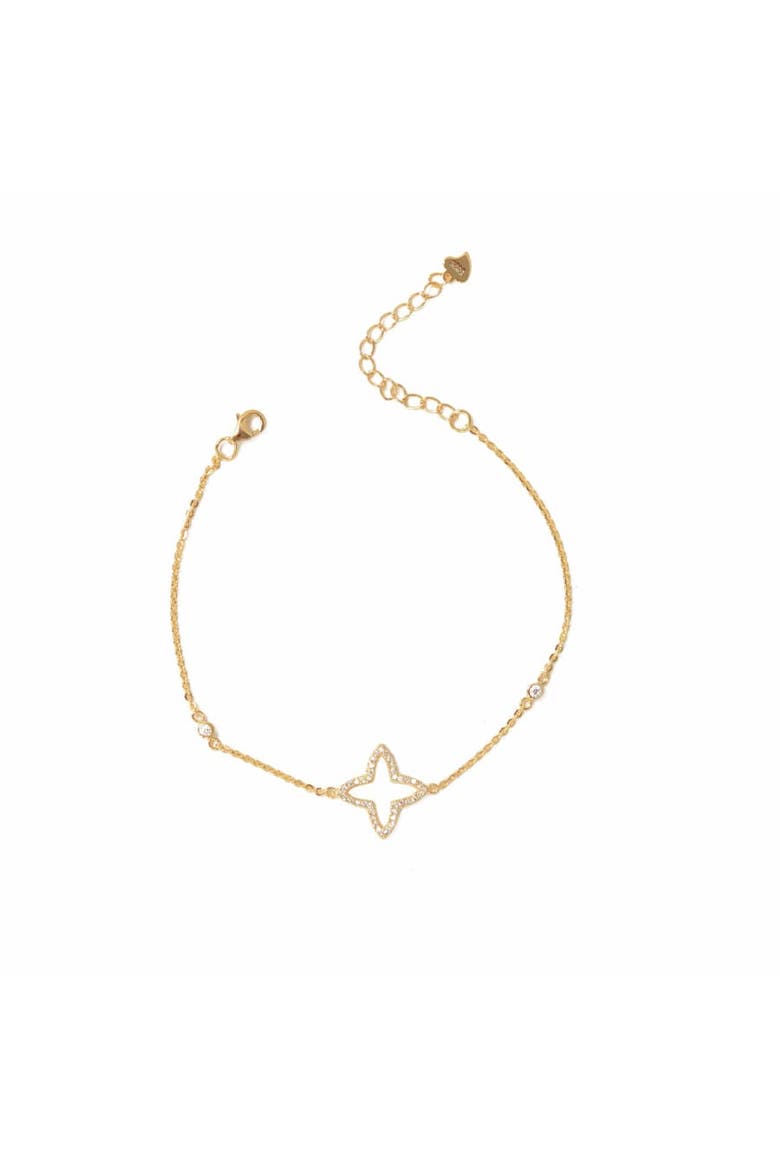Star 18k gold plated sterling silver stackable bracelet, Main, color, Silver