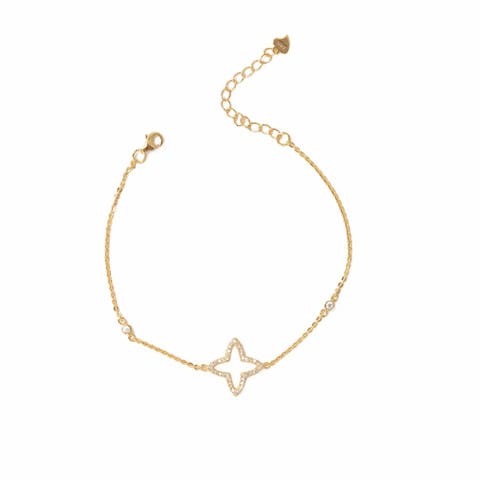 Star 18k gold plated sterling silver stackable bracelet