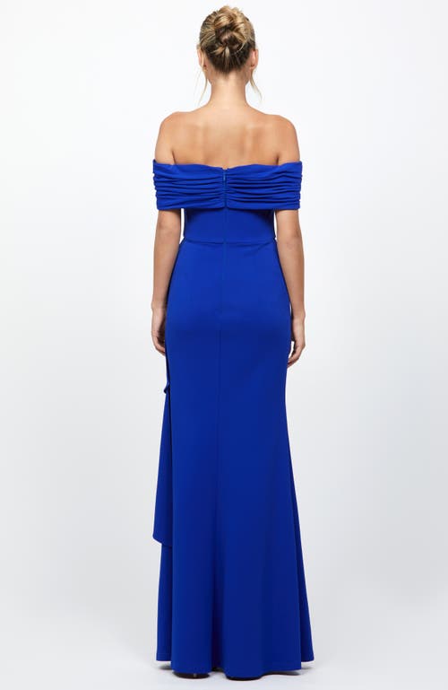 Bariano Blakely Off Shoulder Gown In Blue