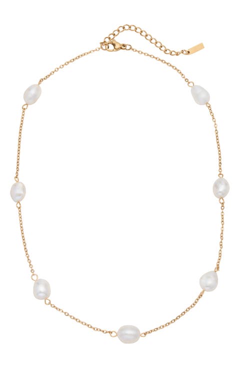 Freshwater Pearl Water Resistant Station Necklace