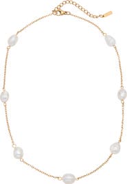 Adornia Freshwater Pearl Water Resistant Station Necklace