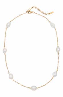 Adornia Freshwater Pearl Water Resistant Station Necklace