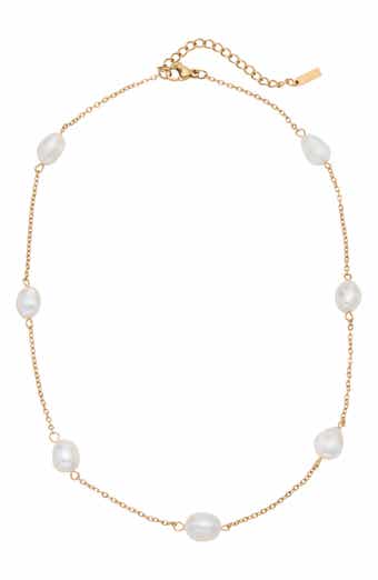 Adornia Freshwater Pearl Water Resistant Station Necklace