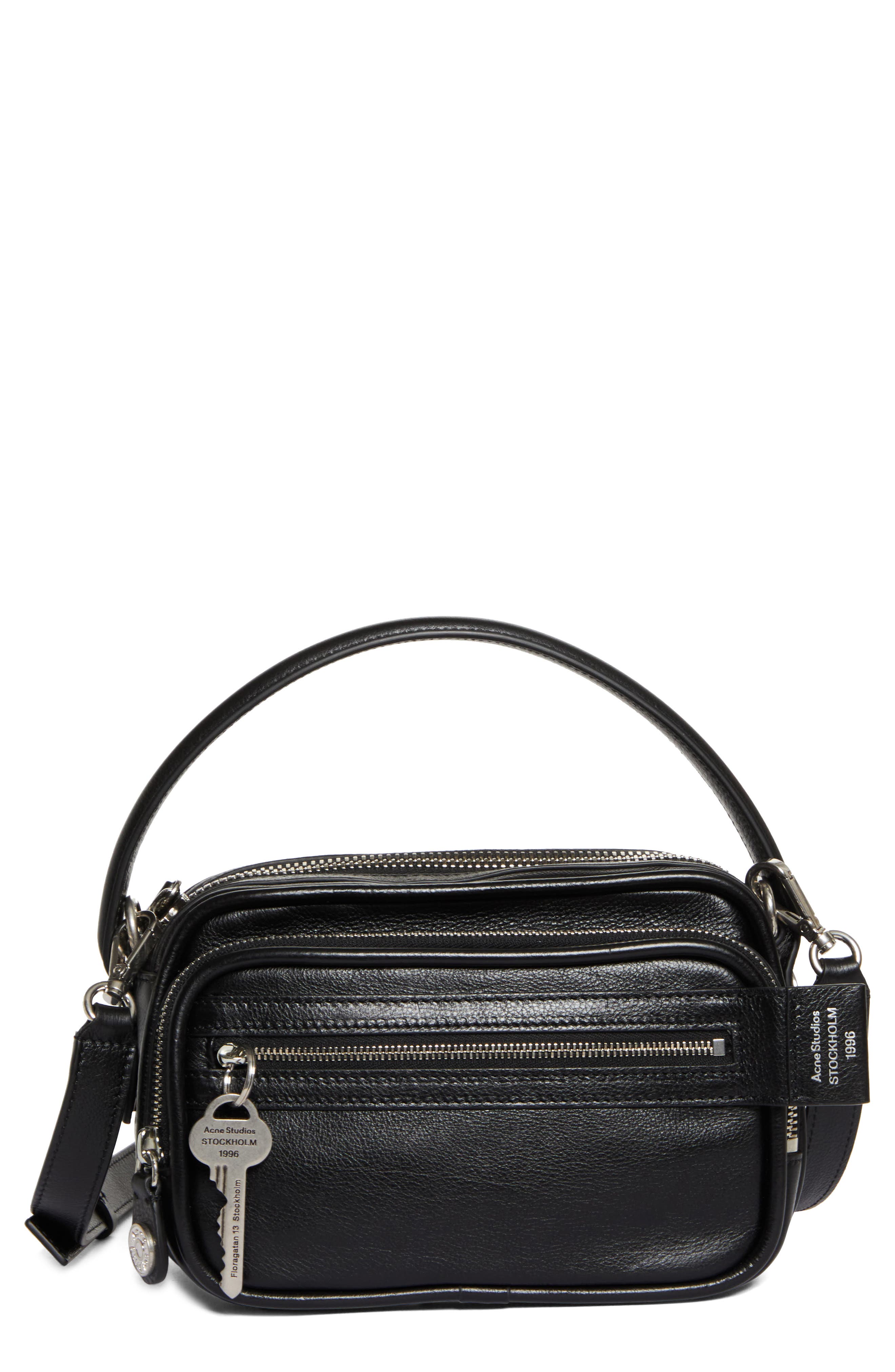 Acne Studios Camero Kit Leather Handbag, Main, color, Black