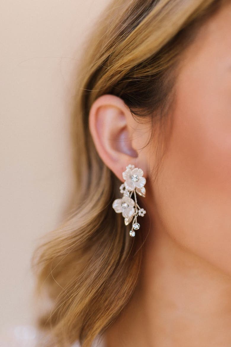 Opal Bridal Earrings, Main, color, Silver
