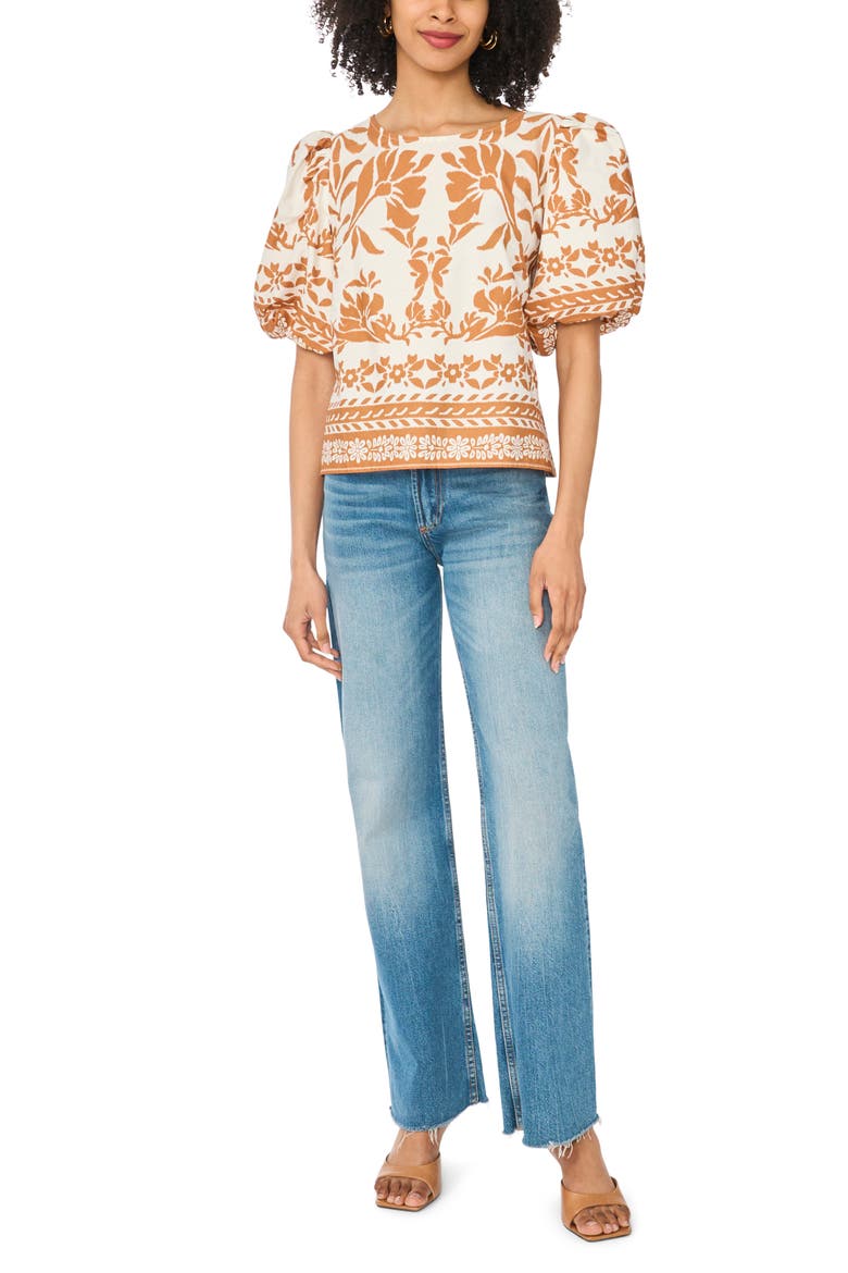 Bubble Sleeve Tie Back Top, Alternate, color, EGRET
