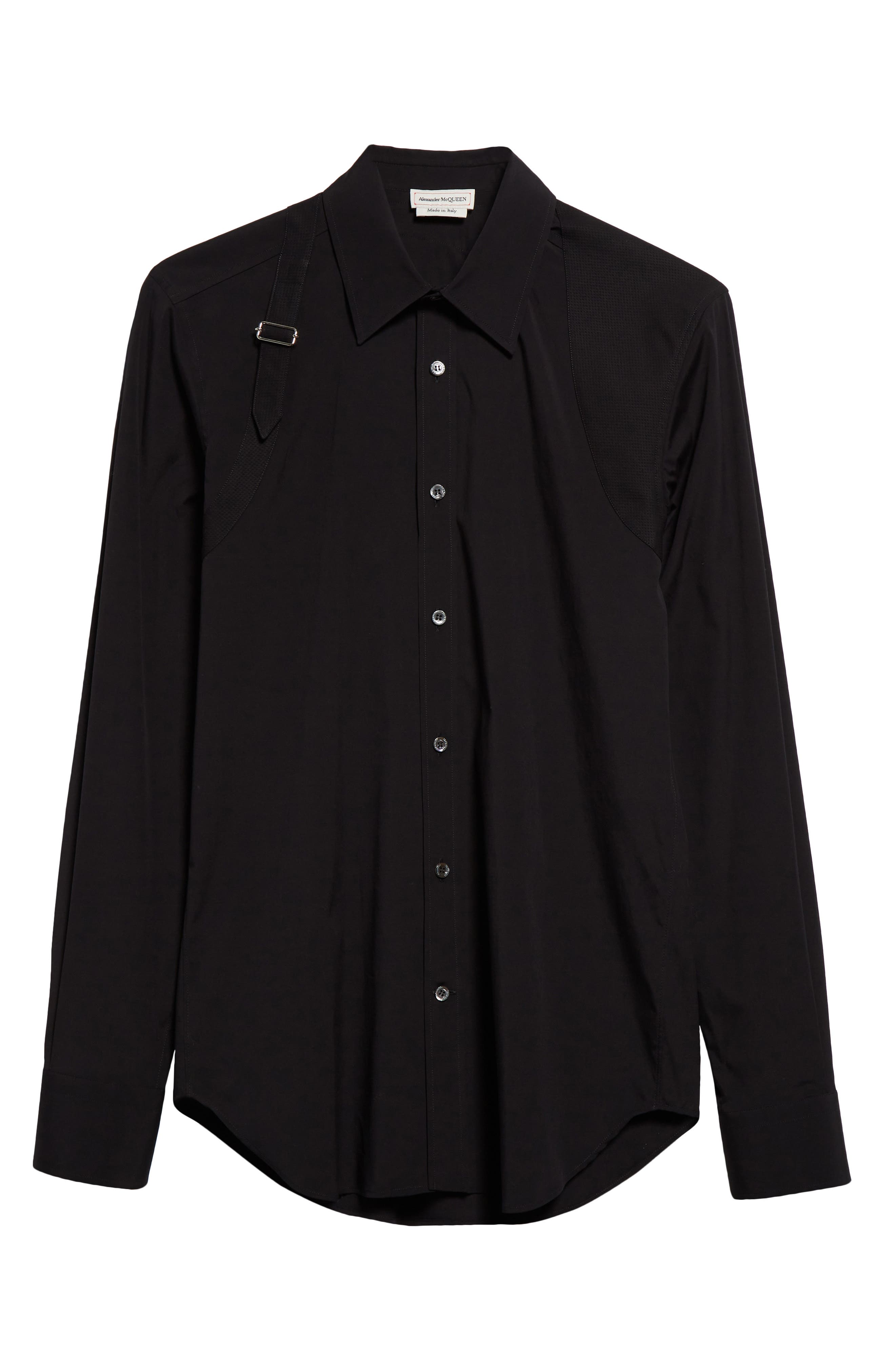 Alexander McQueen ブラックブレスレット カッターデザイン McQueen Alexander McQueen Harness Stretch Poplin Men's Button-Up