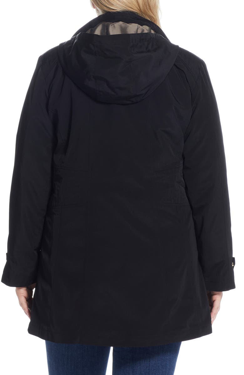 Gallery Water Resistant Raincoat, Alternate, color, Black