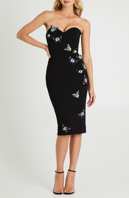 Helsi Hailey Sequin Butterfly Strapless Cocktail Dress In Black