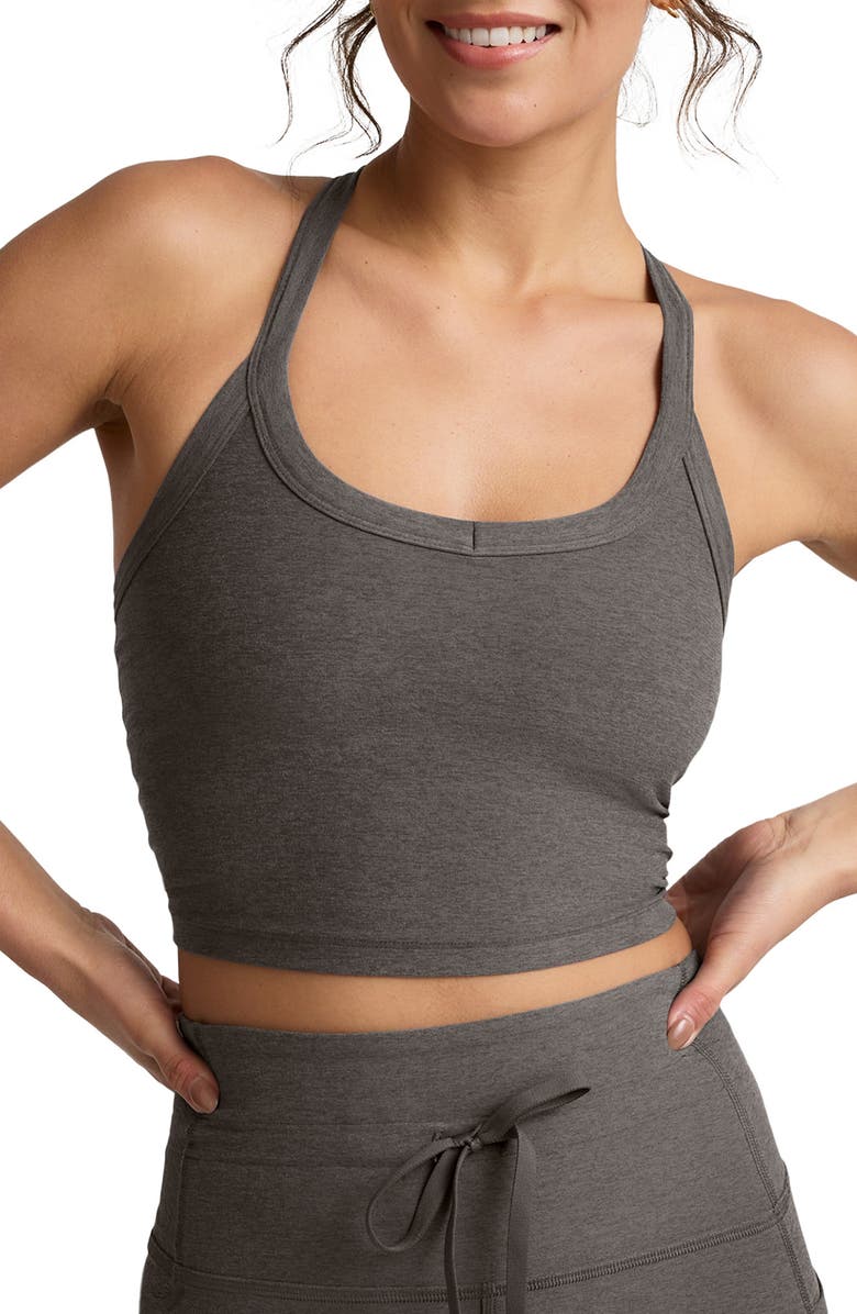 Beyond Yoga Space Dye On the Up Crop Tank, Main, color, True Gray Heather