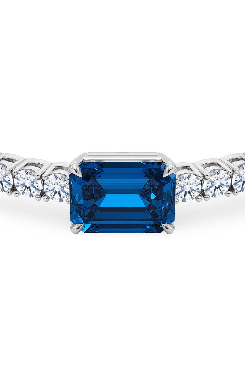 HauteCarat Lab Created Diamond & Sapphire Birthstone Tennis Bracelet, Alternate, color, Sapphire/ 18K White Gold