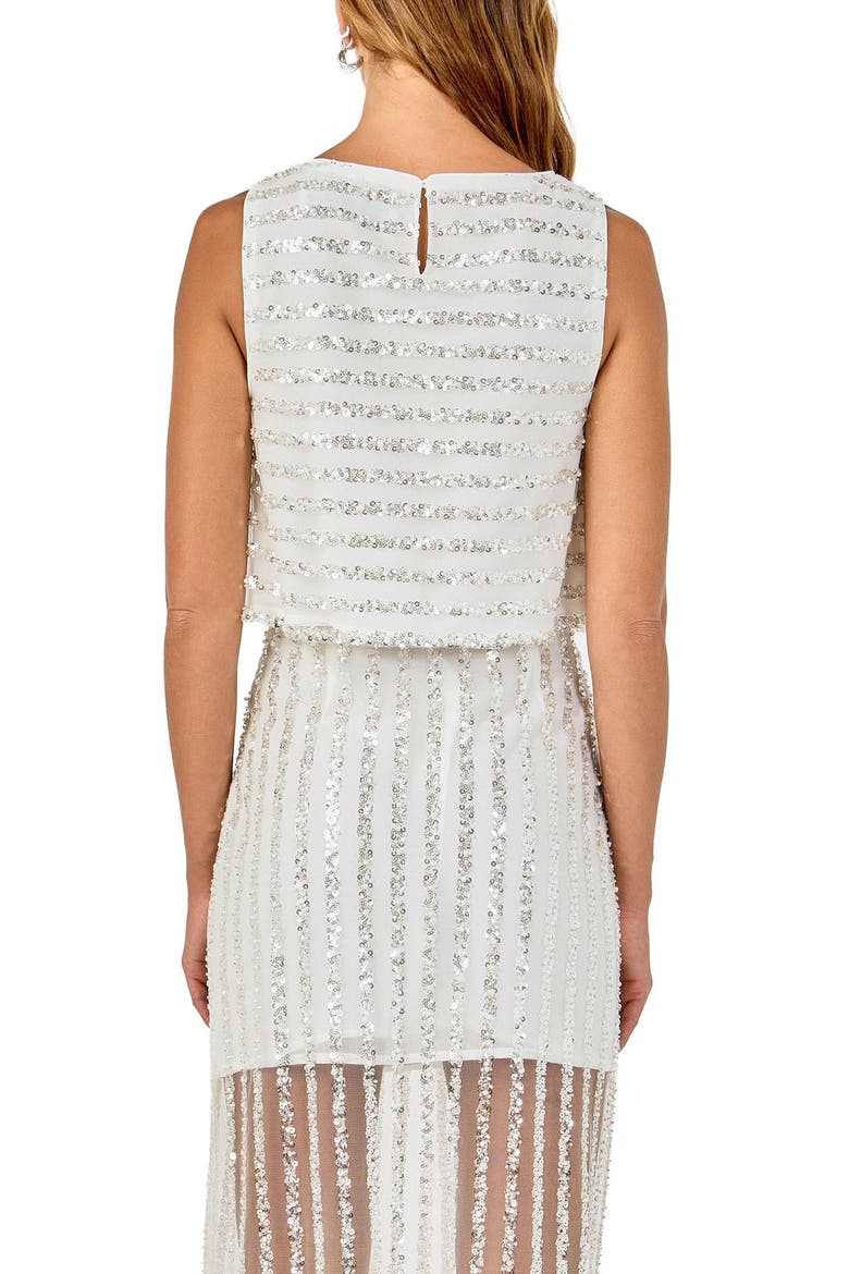 Sequin Stripe Sleeveless Mesh Top, Alternate, color, OFF WHITE