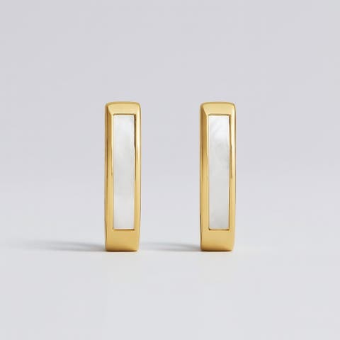 The Ashford Pearl Inlay Hoops