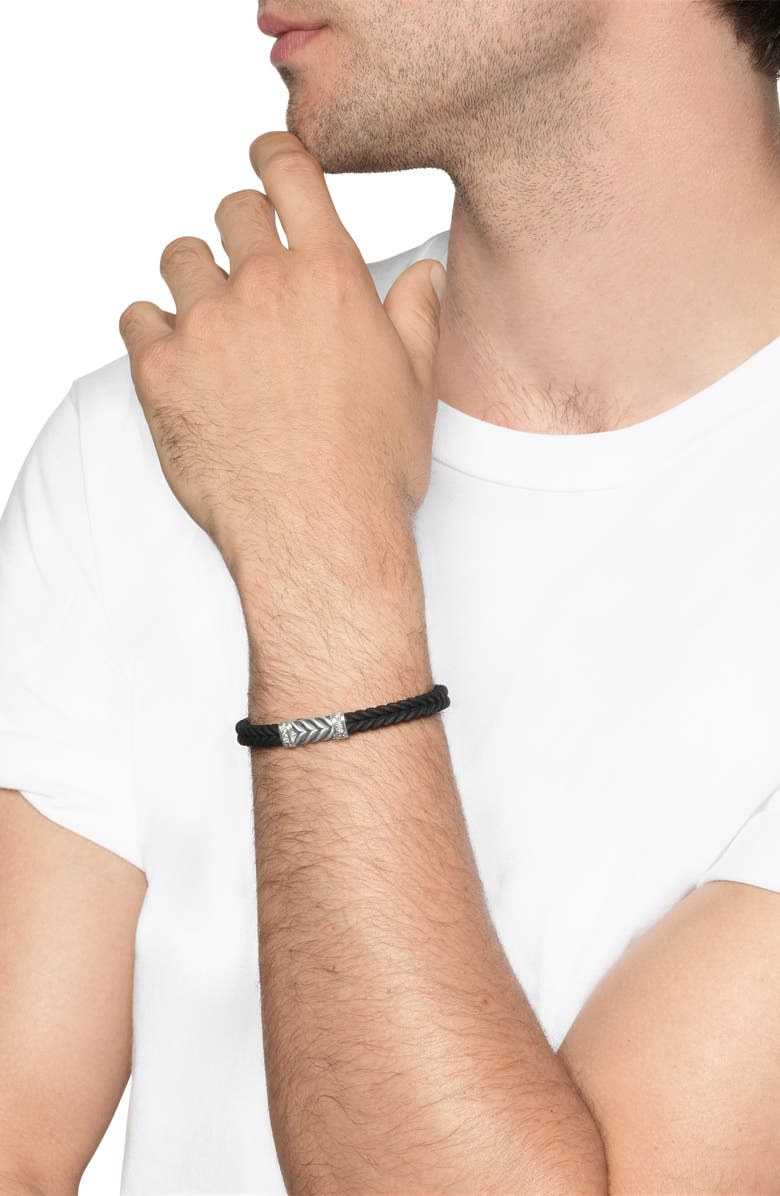 David Yurman Men's Chevron Station Rubber Bracelet, Alternate, color, Black/Diamond