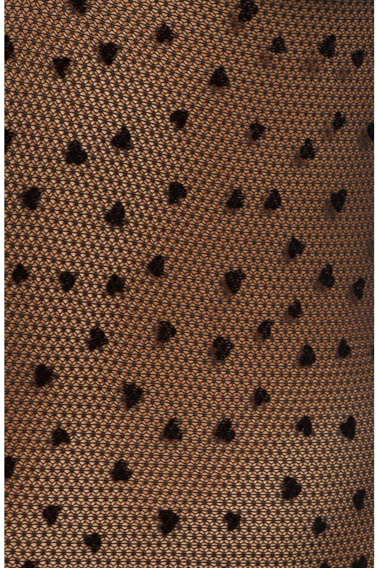 Flocked Hearts Mesh Bodysuit, Alternate, color, BLACK