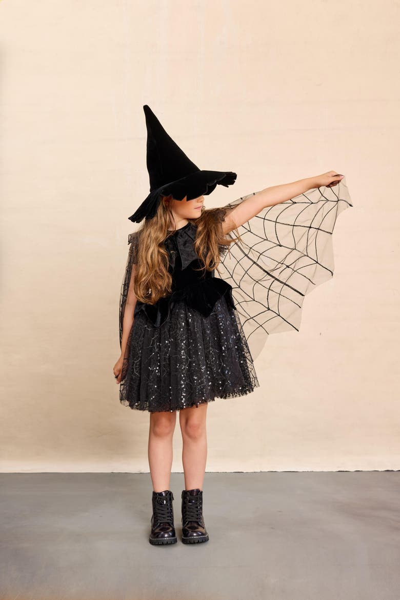 Spiderella Witch Hat for Girls, Alternate, color, Black