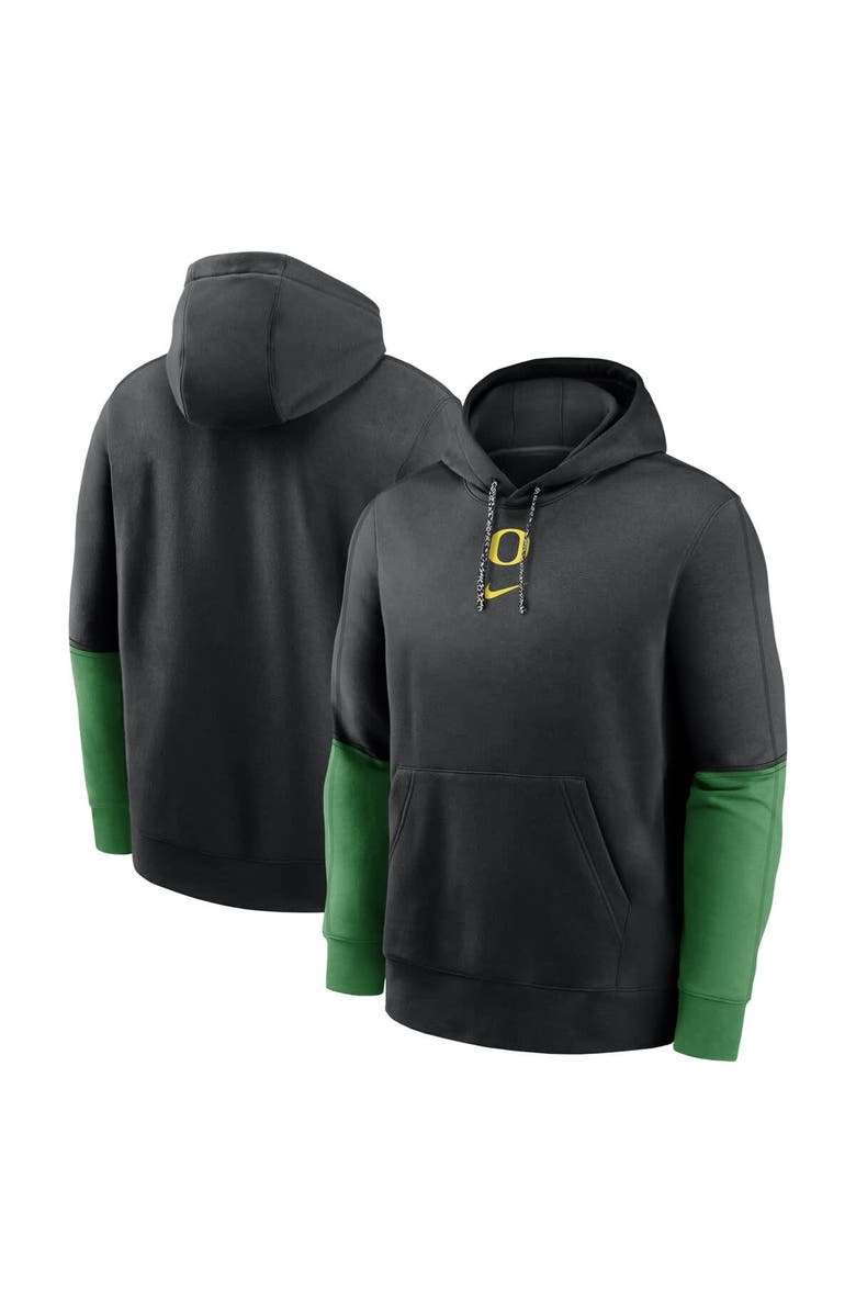 Nike Men's Nike Black/Green Oregon Ducks 2024 Sideline Club Pullover Hoodie, Main, color, 
