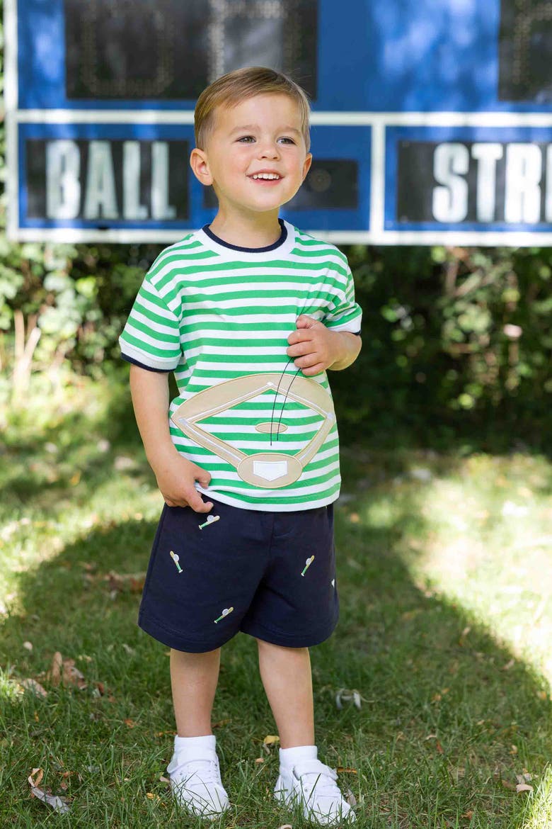 Knit Short Set With Baseball Field, Alternate, color, Green/Navy