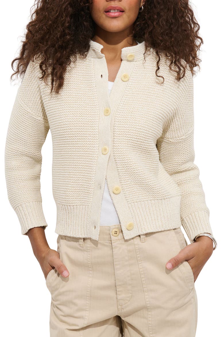 Nico Chunky Cotton Cardigan, Main, color, MARLED IVORY