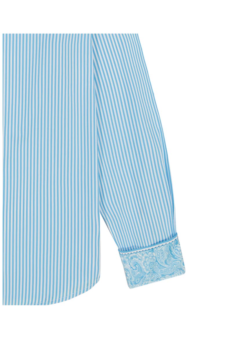 Greenwich Stripe Stretch Button-Up Shirt, Alternate, color, AQUA
