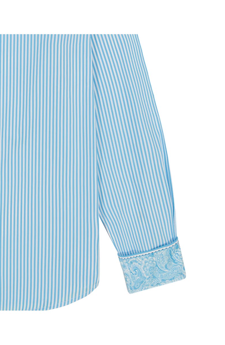 Robert Graham Greenwich Stripe Stretch Button-Up Shirt, Alternate, color, Aqua