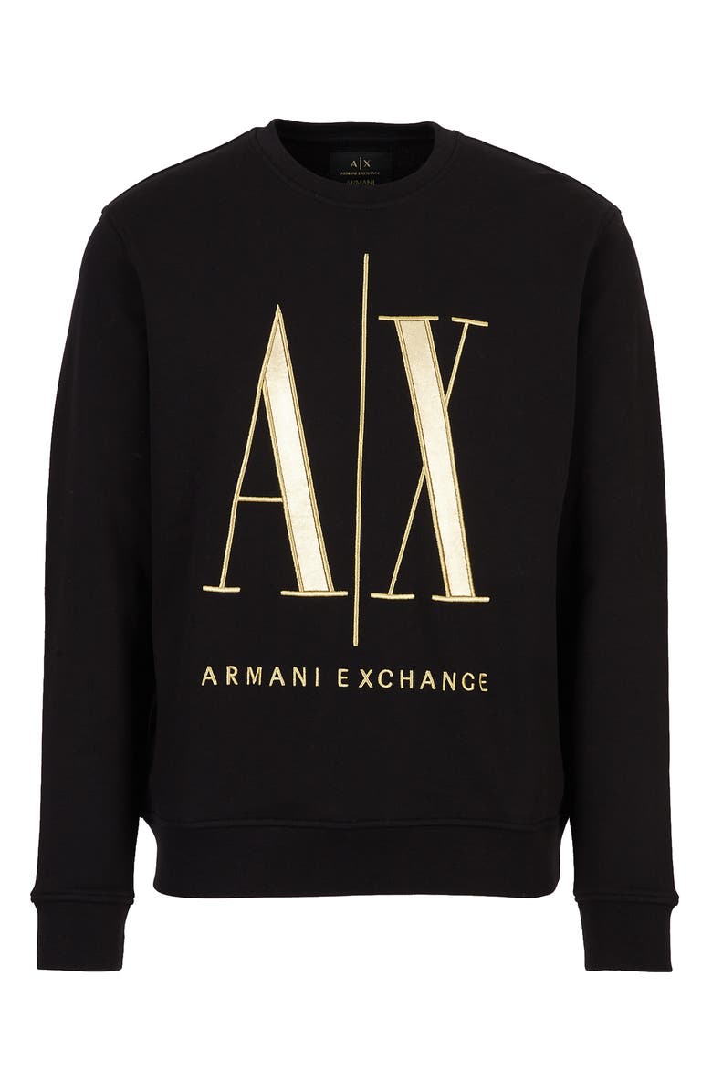 Armani Exchange Embroidered Metallic Icon Logo Sweatshirt, Alternate, color,