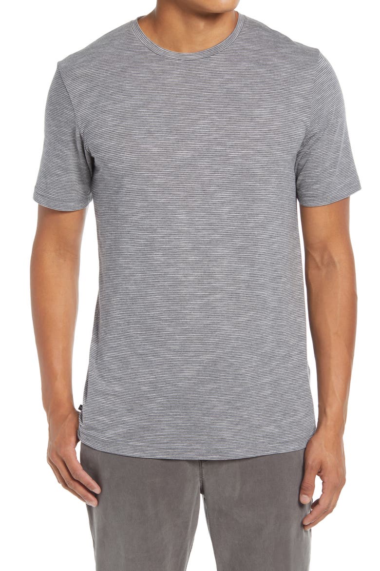 Thinking About It Stripe T-Shirt, Main, color, HEATHER BLACK