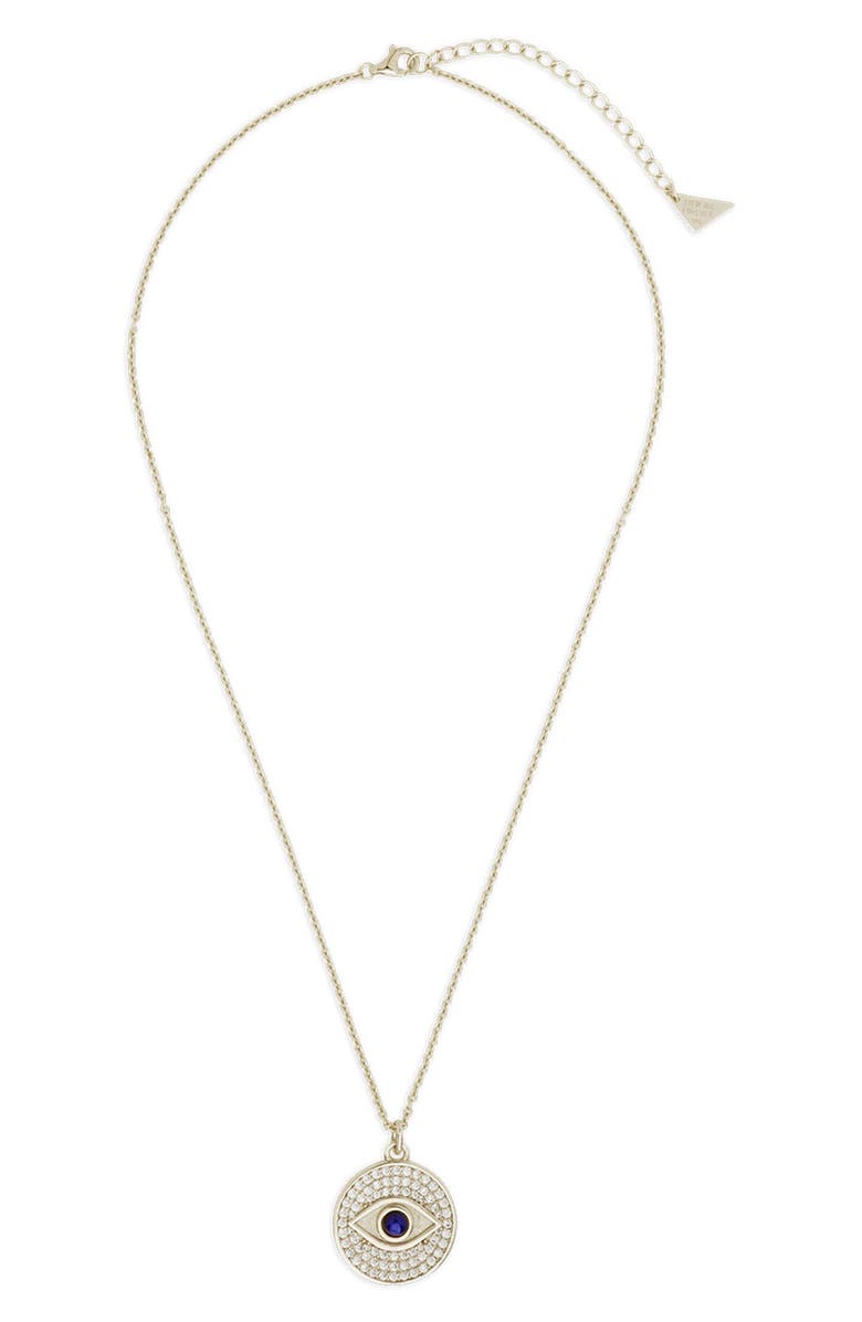 Sterling Forever Pavé Evil Eye Pendant Necklace, Alternate, color, Silver