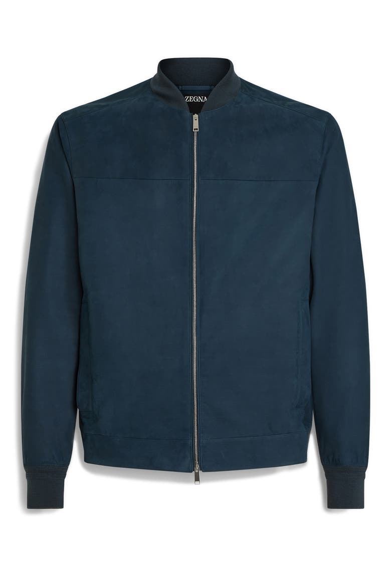 Suede Bomber Jacket, Alternate, color, DK BLU SLD