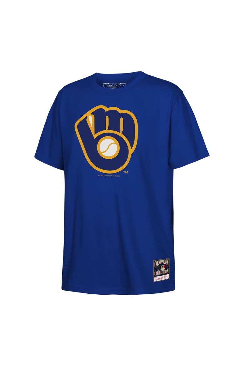Youth Mitchell & Ness  Royal Milwaukee Brewers Retro Logo T-Shirt, Main, color, Royal