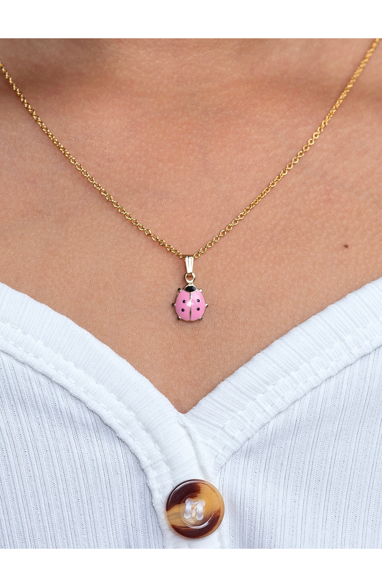 Mia Belle Girls Ladybug Pendant Necklace, Alternate, color, Metallic Gold